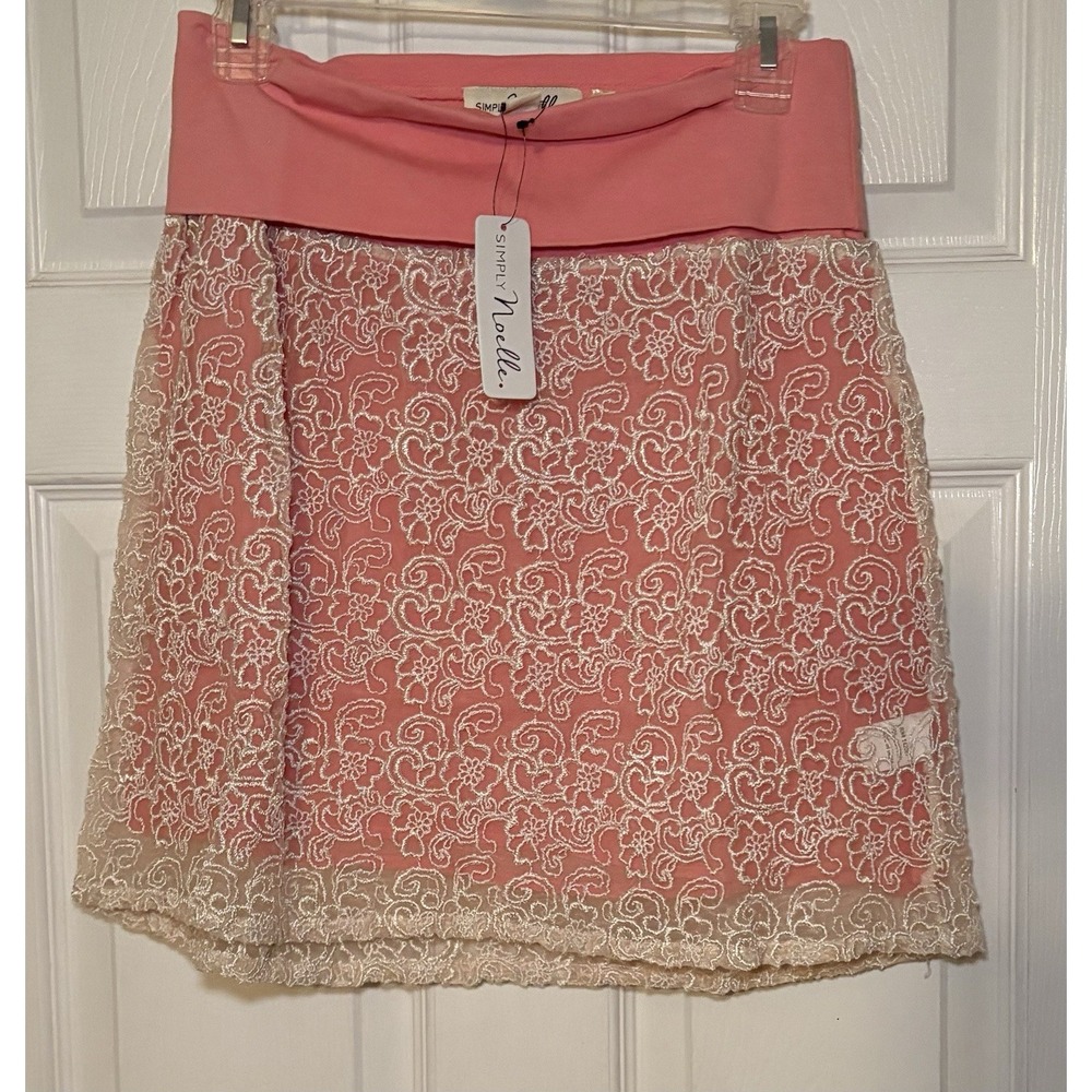 Simply Noelle Pink Skirt With White Lace Small/medium 8/10 NWT